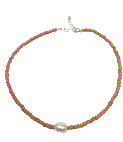 Dual Seed Bead and Pearl Necklace