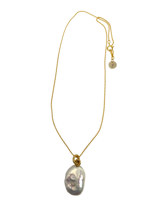 Pearl and Diamond Pendant Necklace