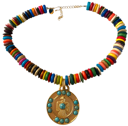 Multicolor Mala Necklace with Pendant