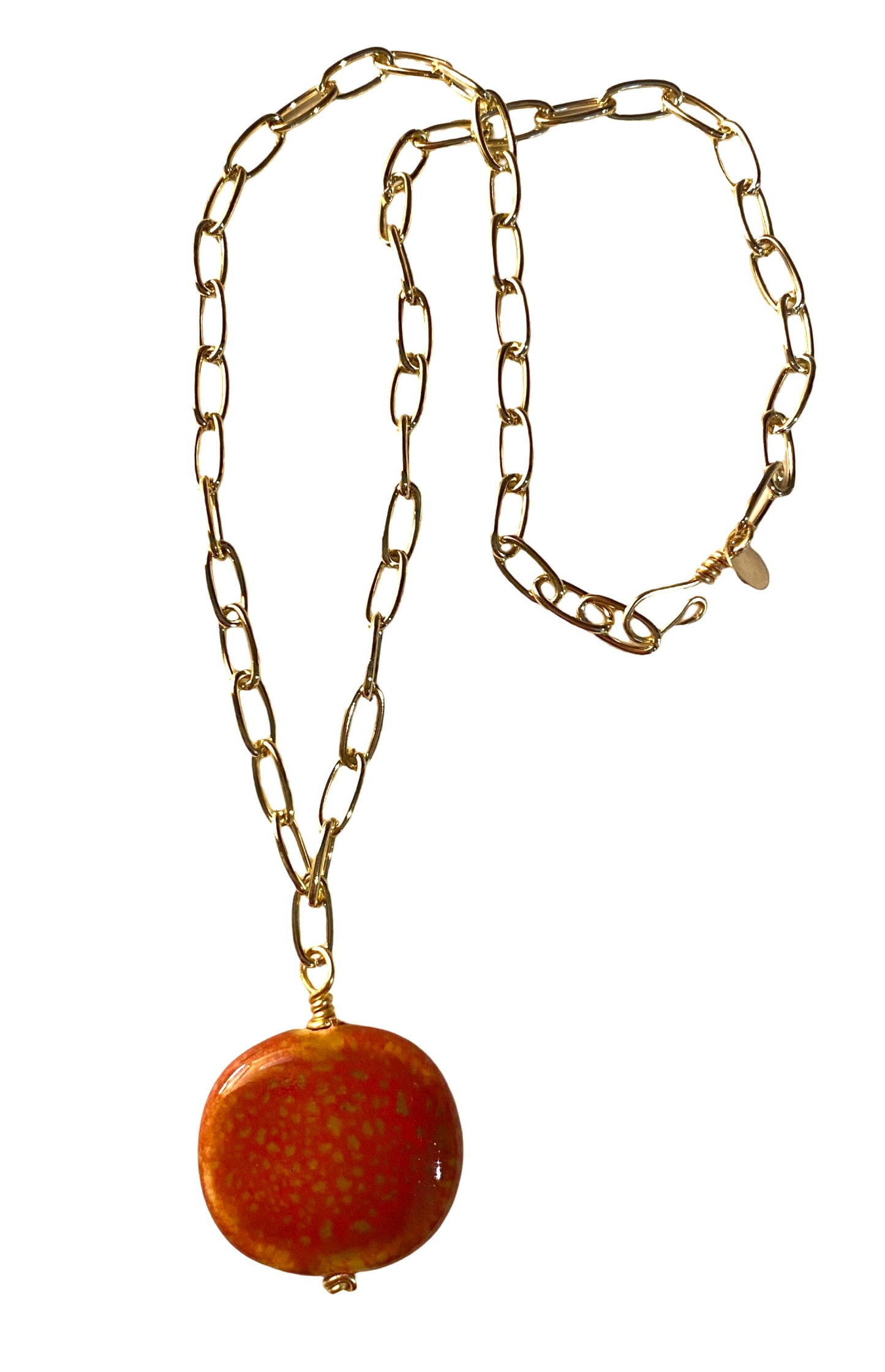 Burnt Orange Ceramic Necklace