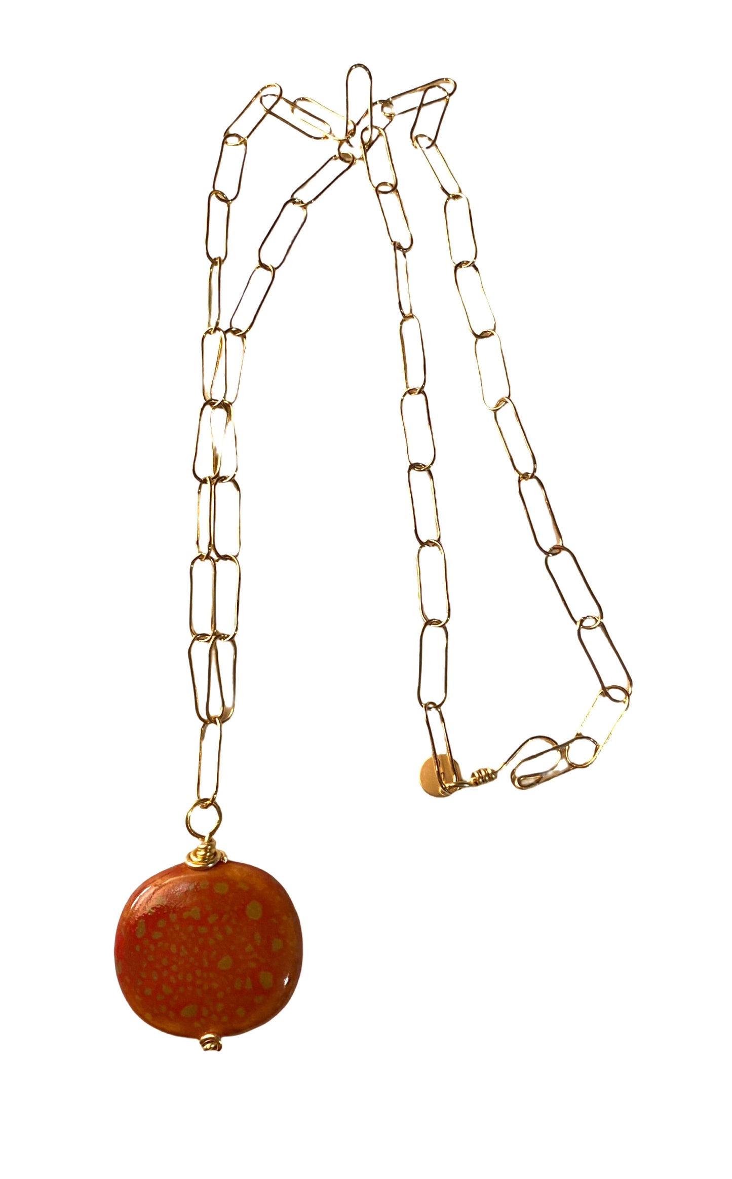 Burnt Orange Ceramic Necklace