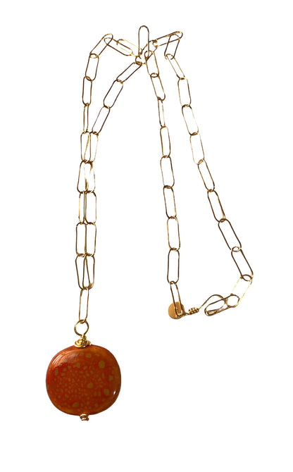 Burnt Orange Ceramic Necklace