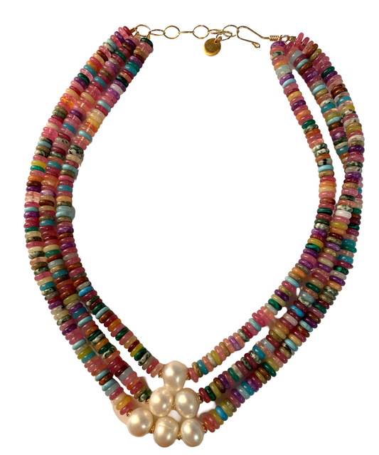 Jasper Disc and Pearl Necklace