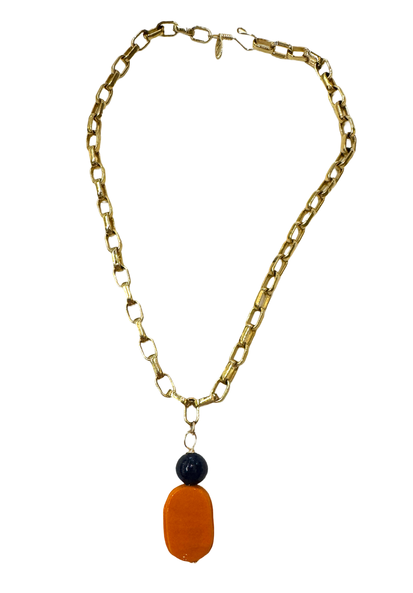 Orange and Blue Necklace (Chunky Chain)