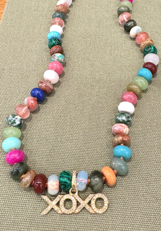 Multicolor Jasper "XOXO" Necklace