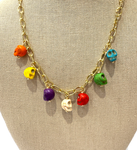 Rainbow Skull Necklace