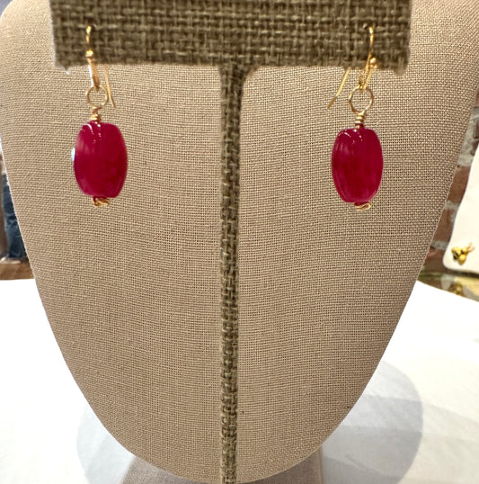 Hot Pink Quartz Earrings