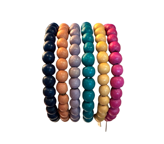 Dyed Wooden Elastic Bracelet