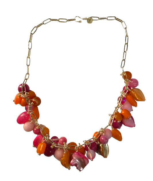 Multistone Pink and Orange Necklace