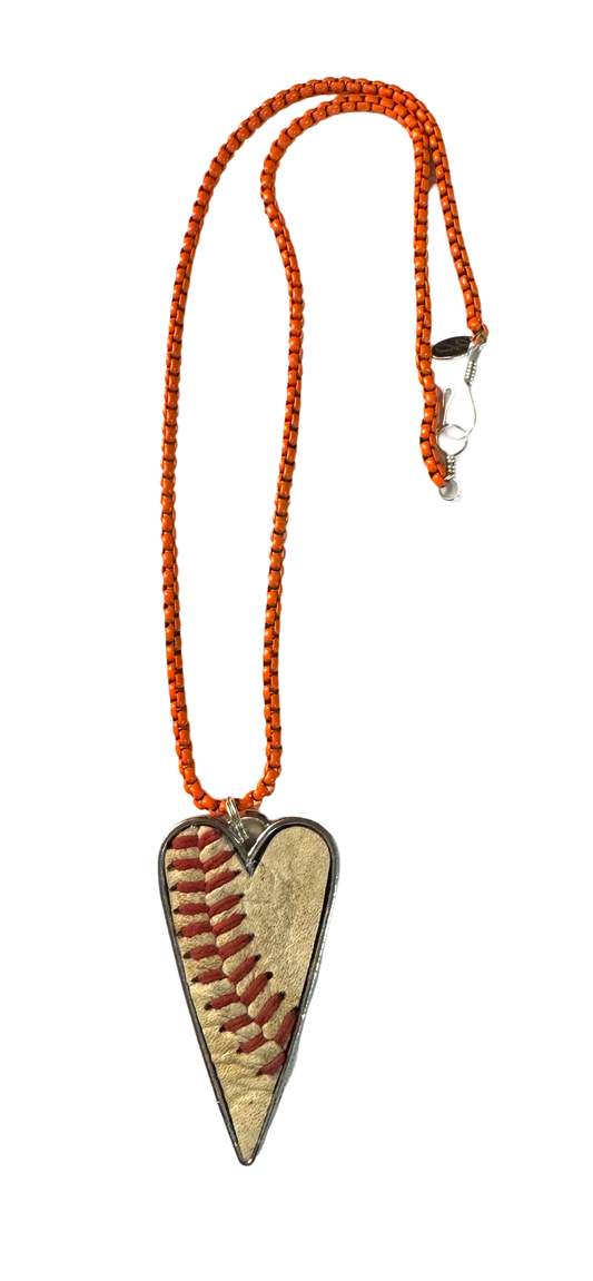 Heart Shaped Baseball Necklace