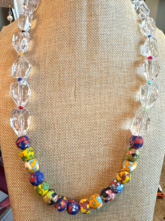 Crystal and Clay Necklace