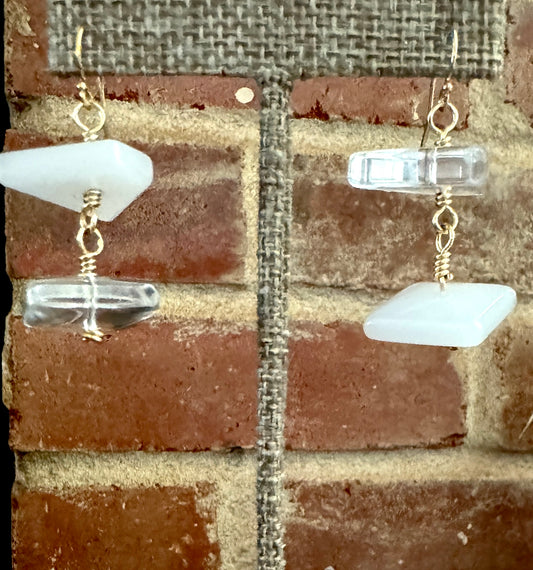 White Geometic Acrylic Earrings