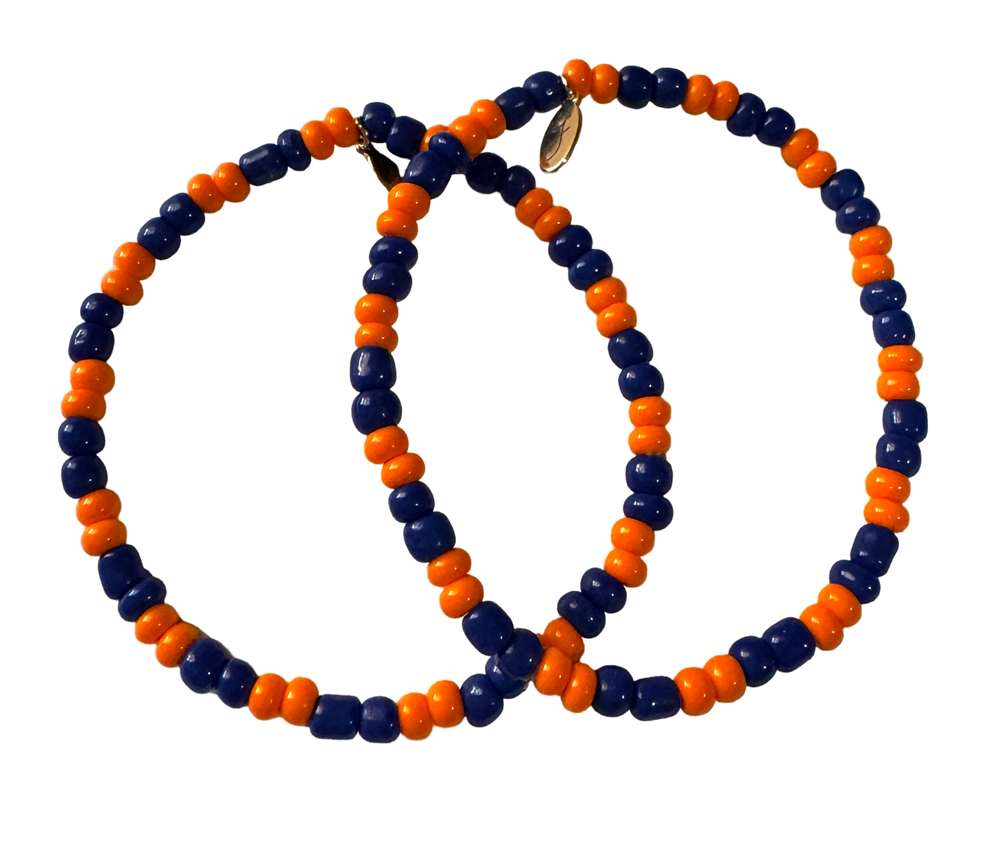 Orange and Blue Seed Bead Bracelet