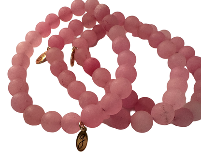 PInk Jade Elastic Bracelets