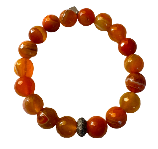 Orange Agate and Diamond Bracelet