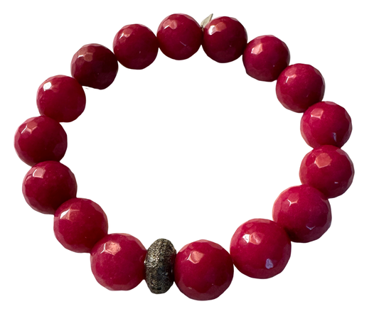 Fuschia Agate and Diamond Bracelet