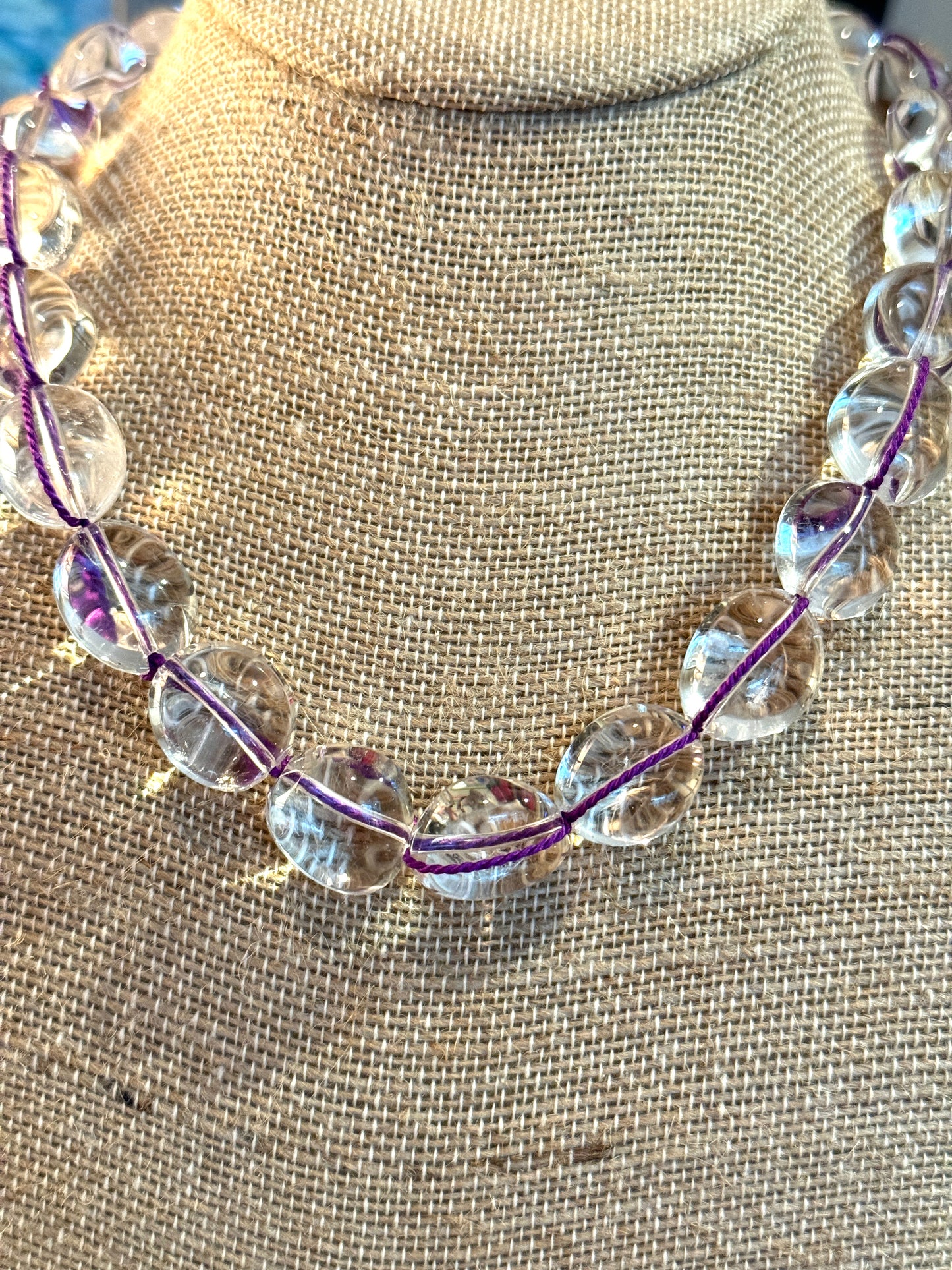 Clear Glass Cord Wrapped Necklace