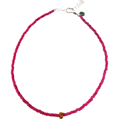 Seed Bead and Diamond Enamel Necklace