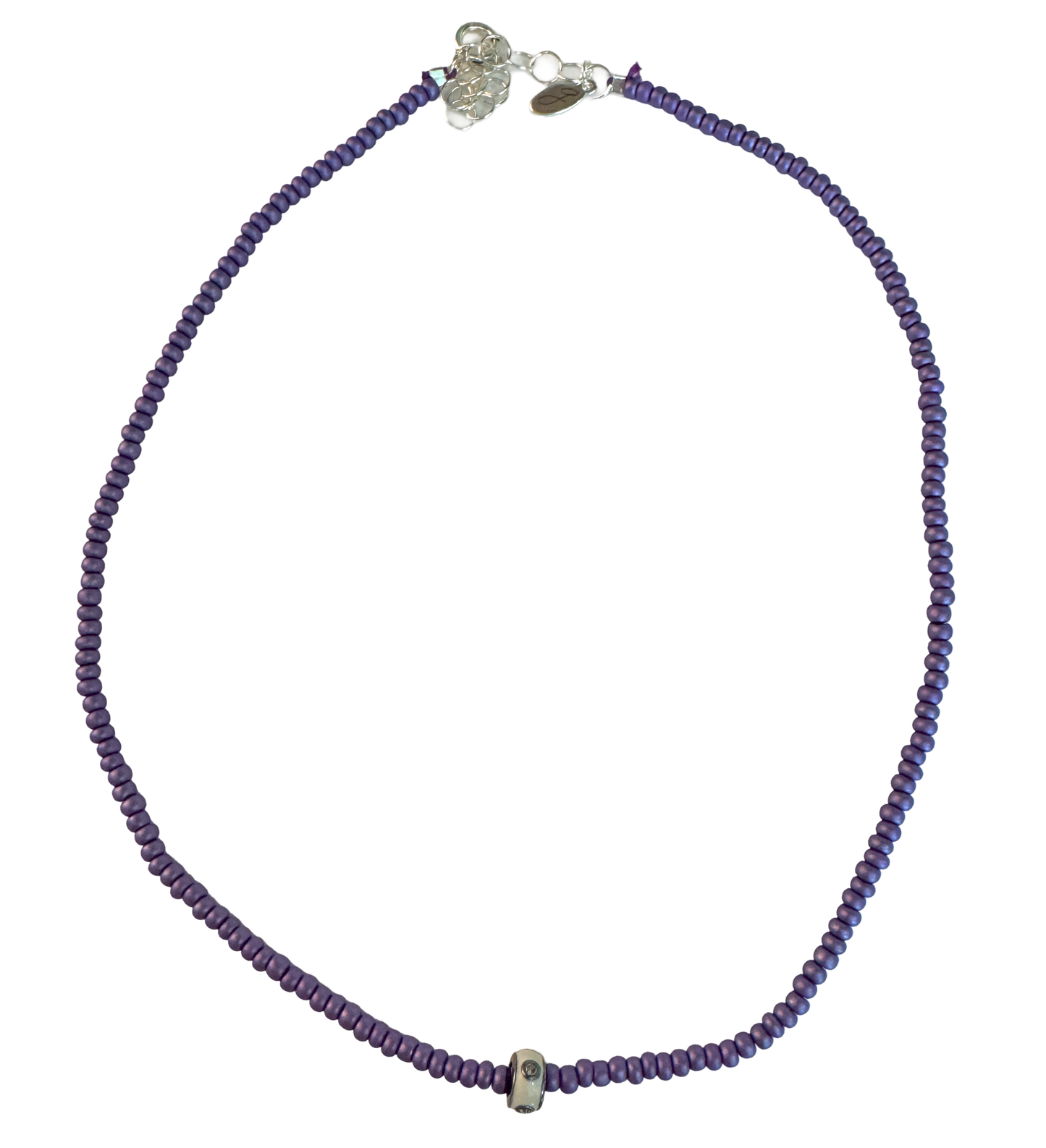 Seed Bead and Diamond Enamel Necklace