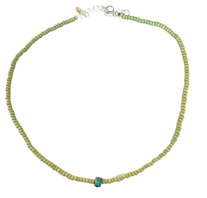 Seed Bead and Diamond Enamel Necklace