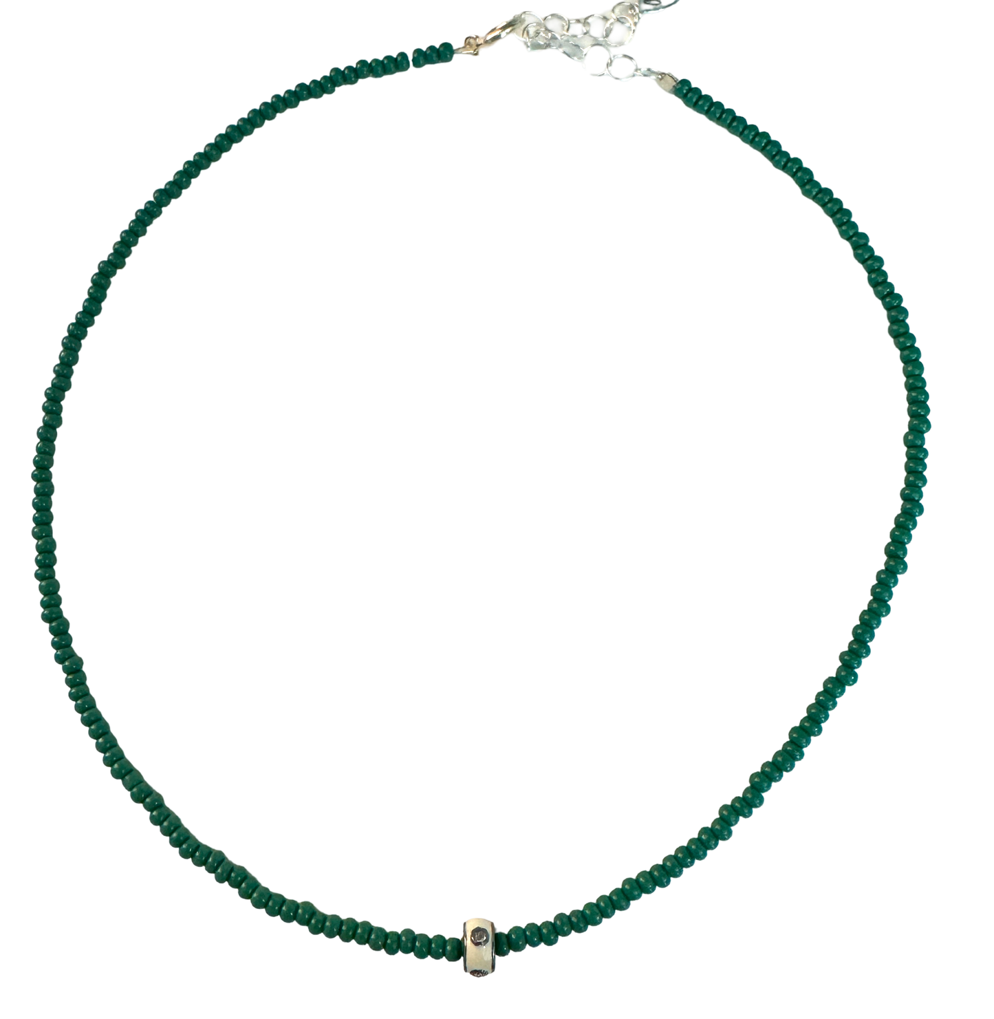 Seed Bead and Diamond Enamel Necklace