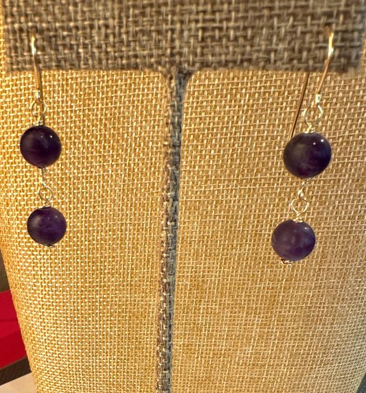 Double Amethyst Earrings