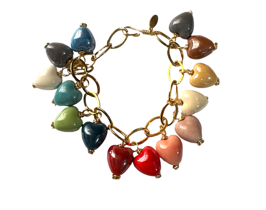 Ceramic Heart Charm Bracelet