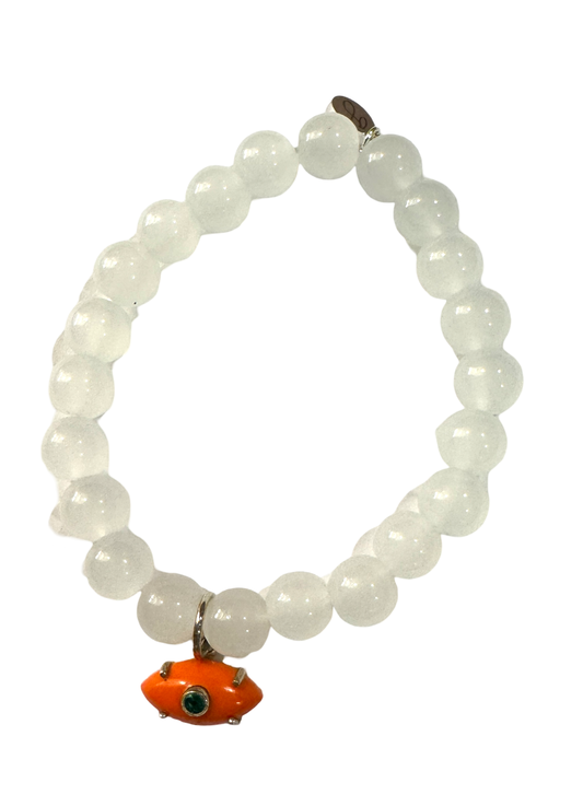 Jade Elastic Bracelet With Gemstone Accent