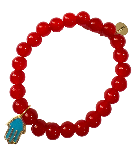Jade Elastic Bracelet Diamond Hamsa