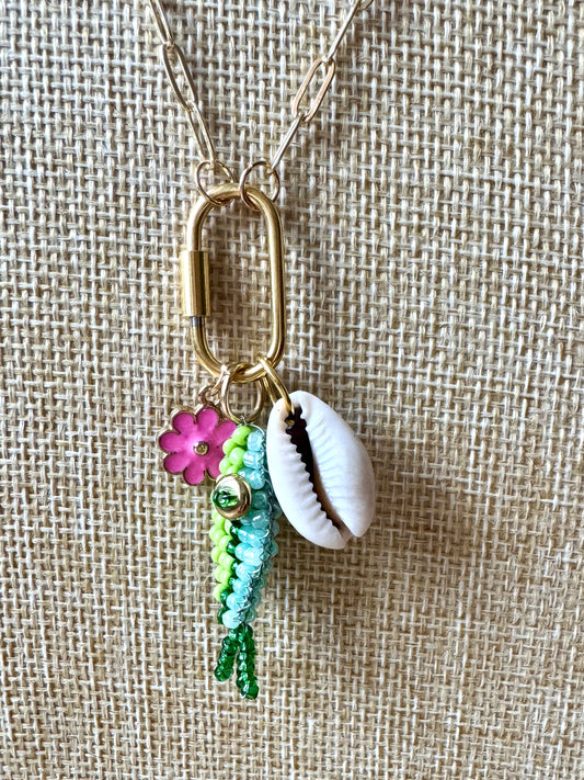 Seed Bead Fish and Beach Necklace