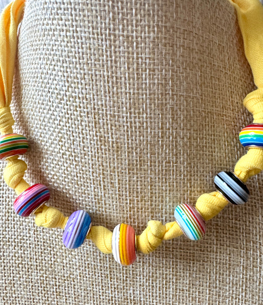 Bandana Necklace With Rainbow Spacers