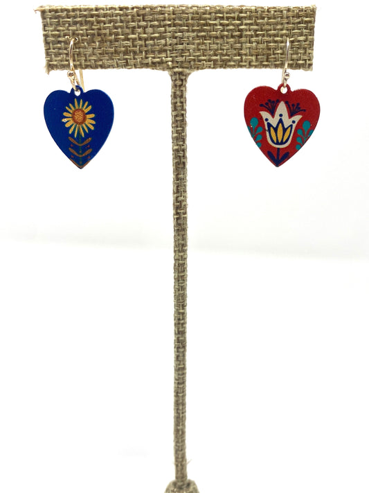 Red and Blue Heart Earrings