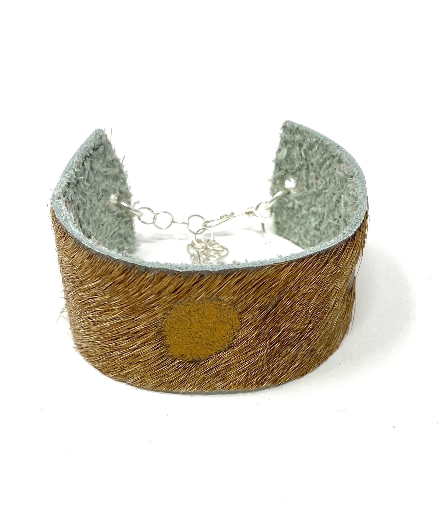 Gold and Brown Hide Cuff Bracelet