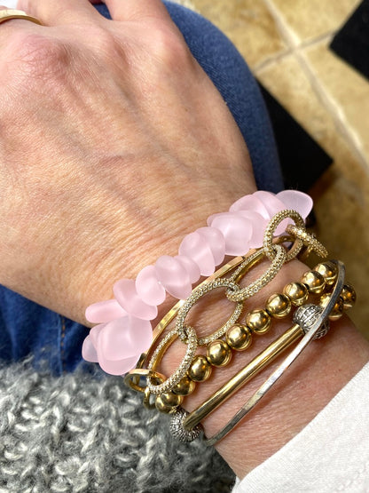 Pale Pink Nugget Elastic Bracelet