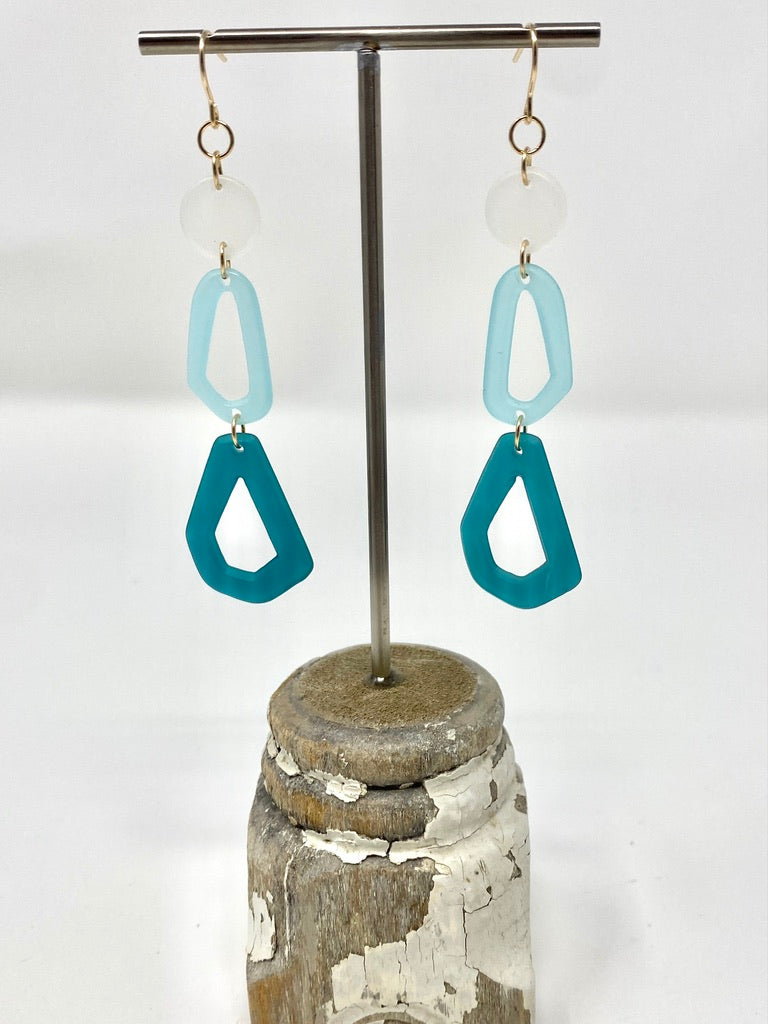 Opaque Dangle Earrings Shades of Turquoise