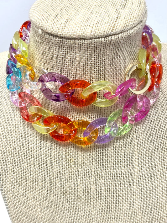 Multicolored Acrylic Link Necklace