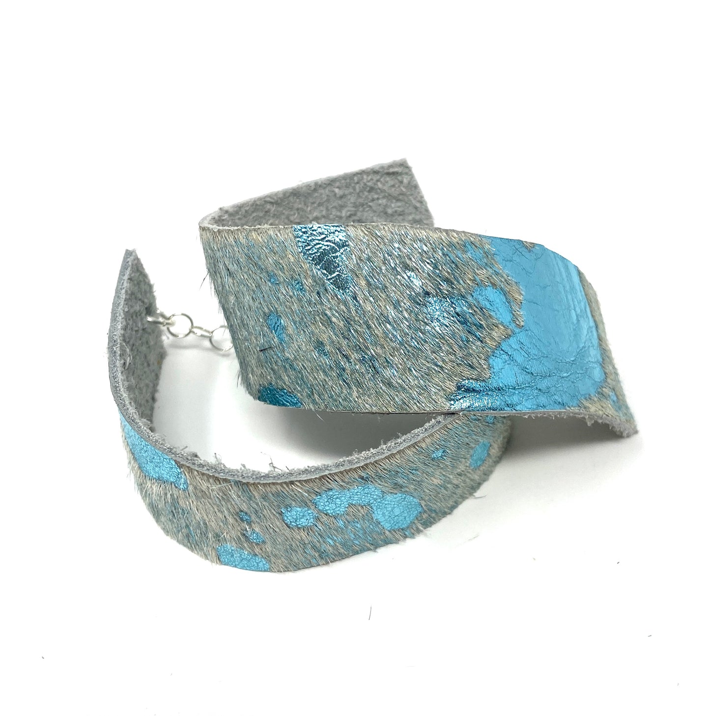Blue Turquoise Hide Colored Cuff Bracelet