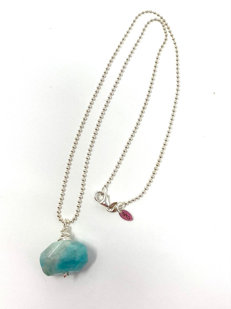 Amazonite Nugget on a Sterling Silver Ball Chain