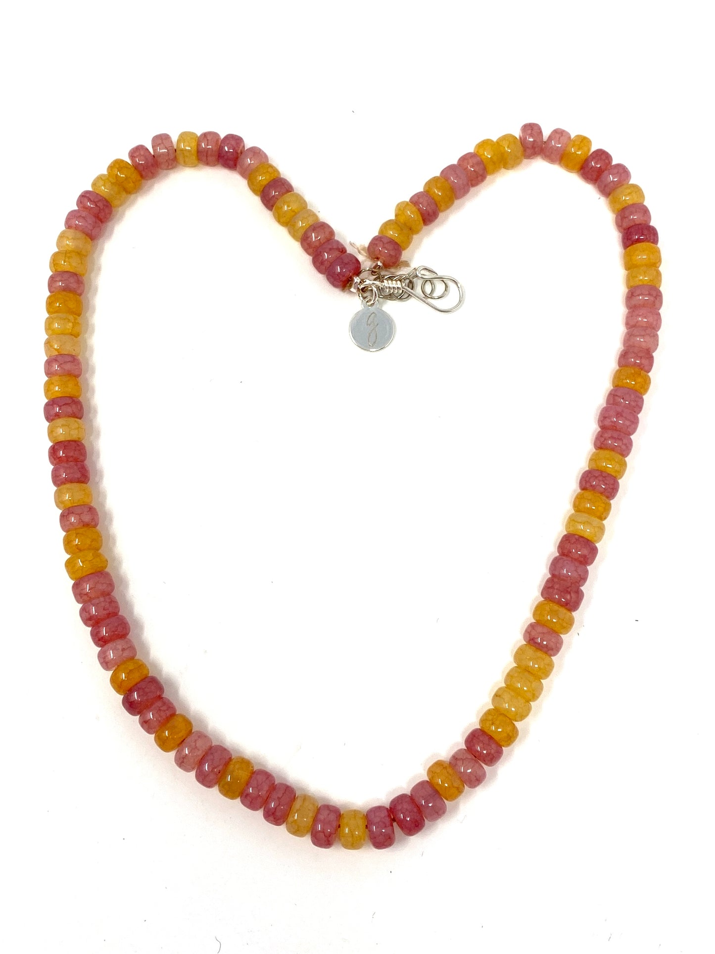 Pink and Orange Hued Beaded Tourmaline Necklace