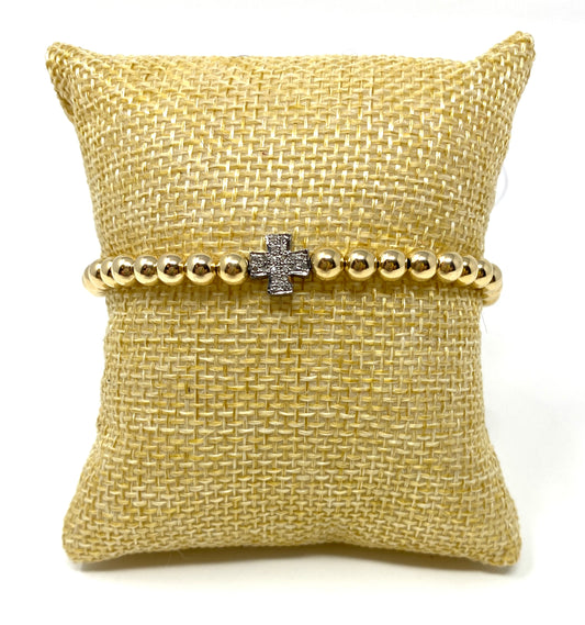 Gold Filled Bracelet With Diamond Cross