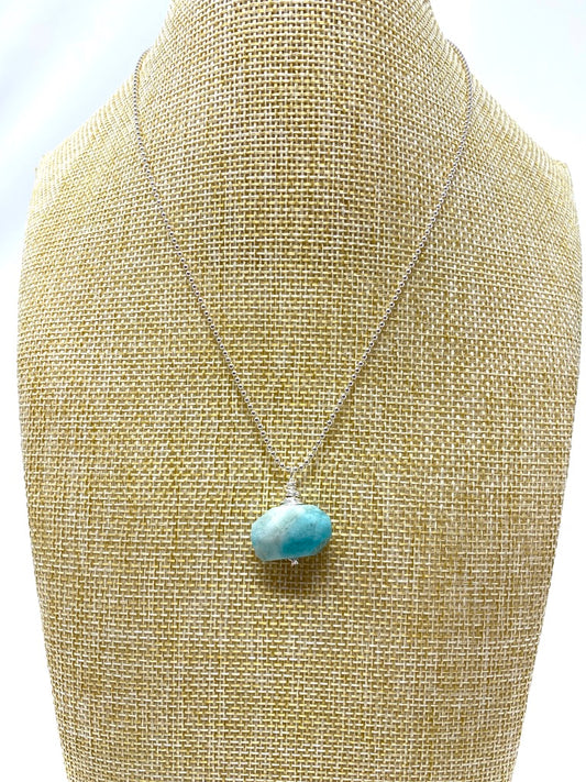 Amazonite Nugget on a Sterling Silver Ball Chain