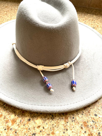 Red, White and Blue Leather Hat Band