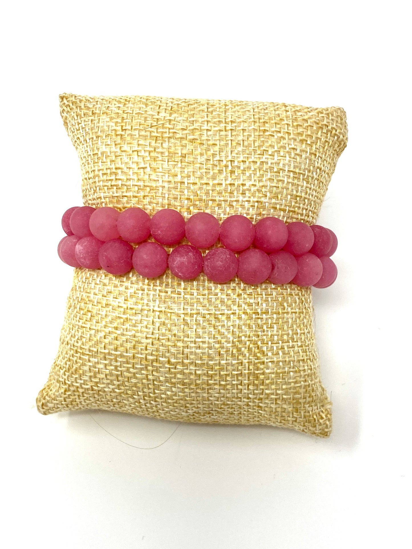 Bright Pink Elastic Jade Bracelet
