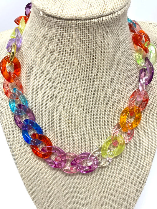 Multicolored Acrylic Link Necklace