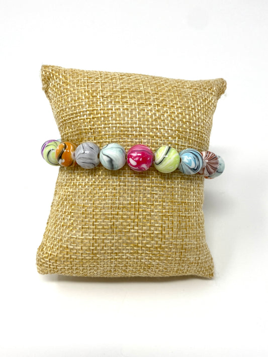 Multicolored Marble Beaded Adjustable Bracelet