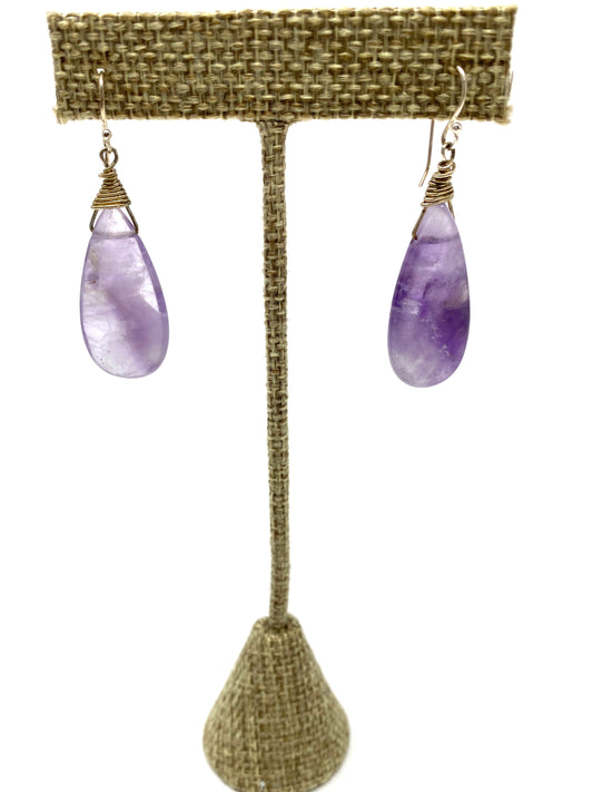 Amethyst Teardrop Earring With Sterling Silver Wire