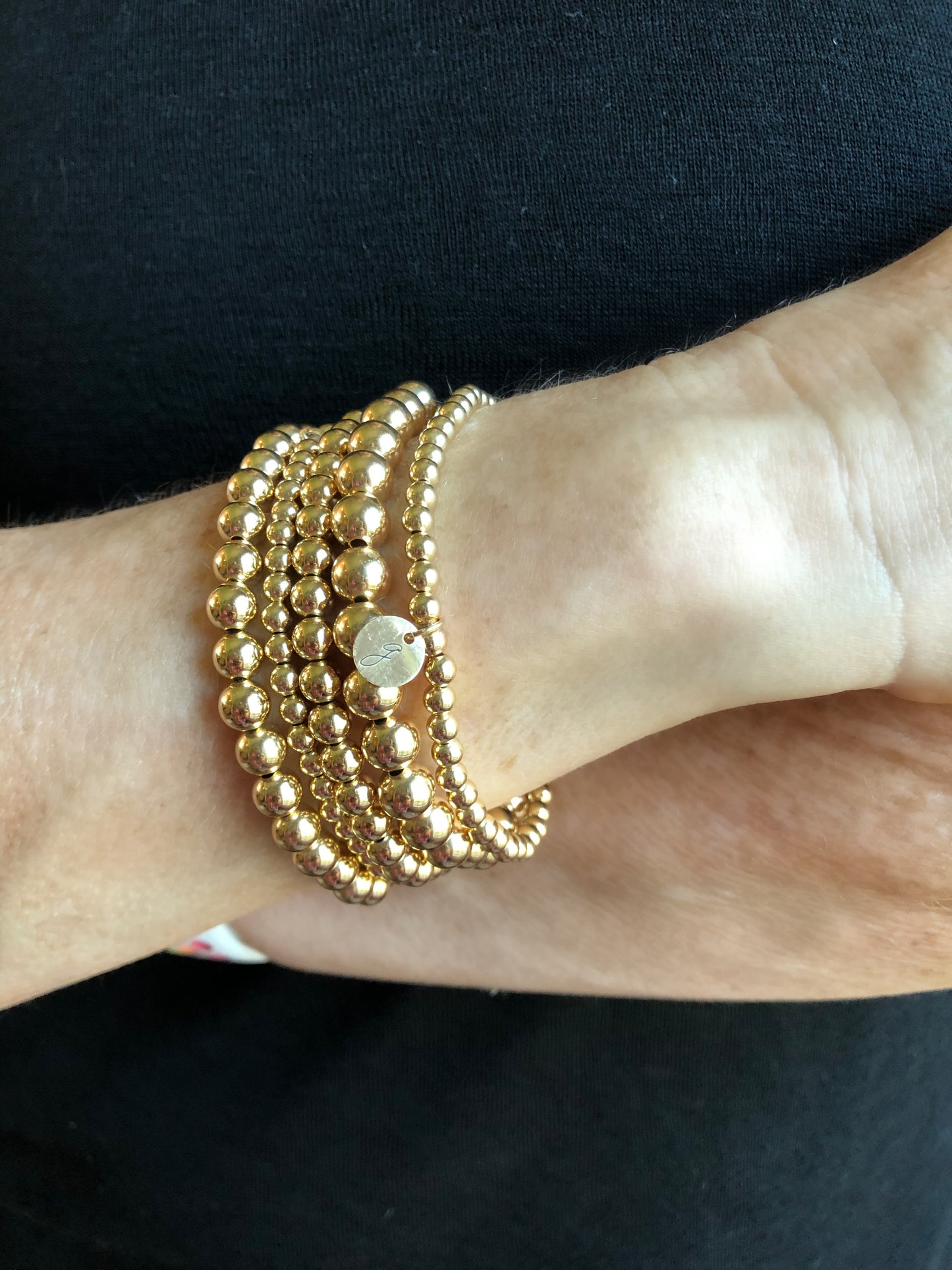 Gold Filled 3mm Elastic Beaded Bracelet