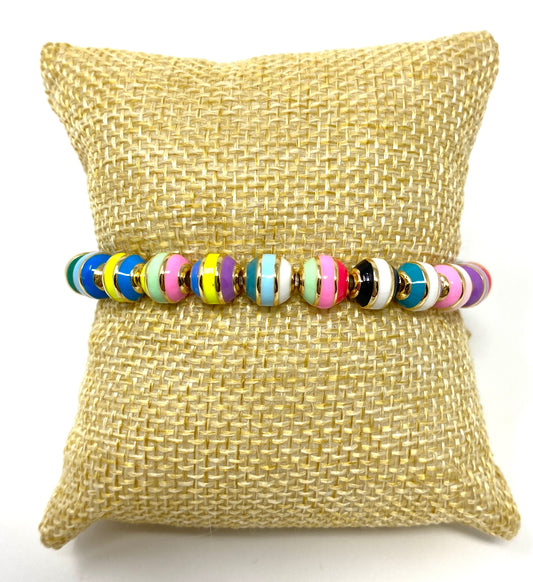 8mm Multicolored Enamel Elastic Bracelet